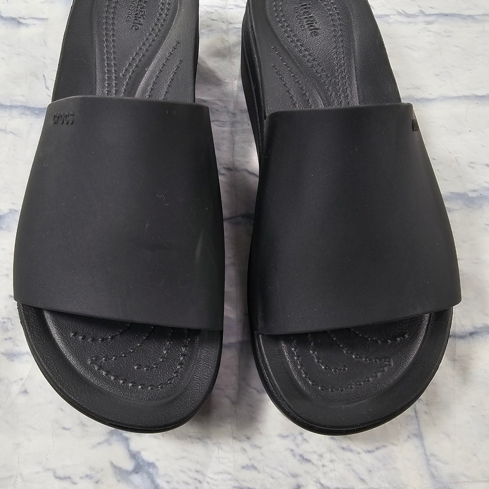 Crocs LiteRide Platform Slide Womens 9 Black Comfort Sandal Wedge - Picture 3 of 11